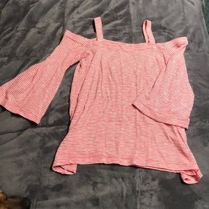 LOFT Red & White Striped Top